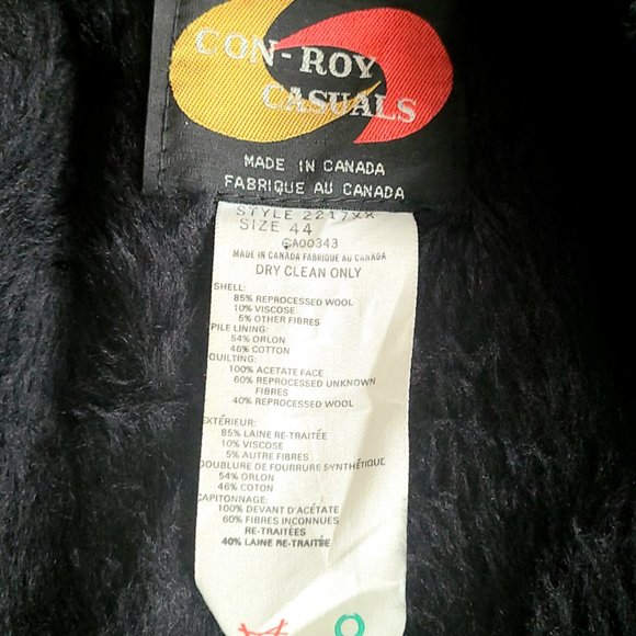 Vintage Con-Roy Casuals gray plaid wool man coat with black faux fur collar. - Picture 6 of 12